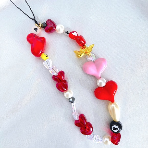 Beaded phone charm y2k aesthetic Valentine's Day wildflower - Picture 3 of 3